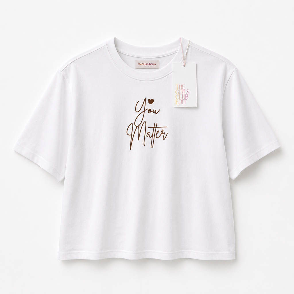 You Matter Cropped Boxy T-Shirt - Chocolate